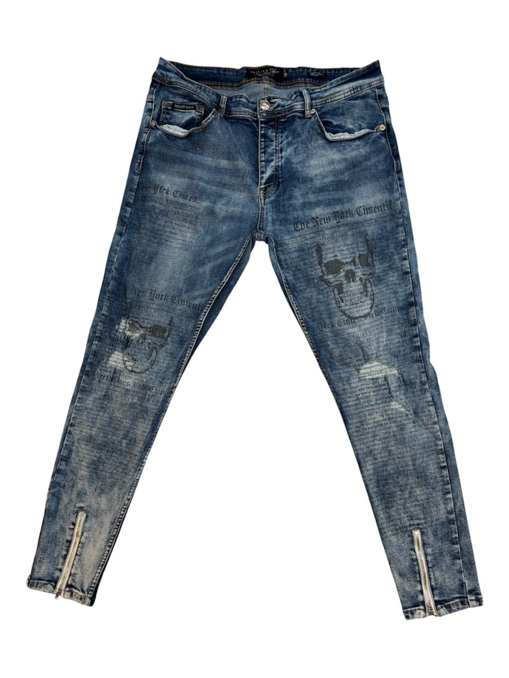 Rare Philipp Plein Jeans Illegal Fight Club, 36, Distressed Biker Rock Star FW15